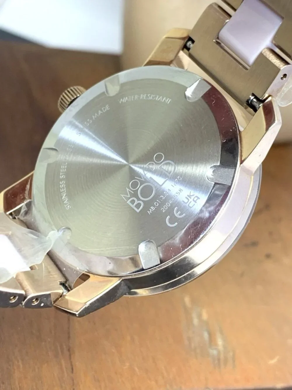 Movado Women's Watch 3600639 Bold Rose Dial Swiss Quartz Steel Ceramic Band 36mm